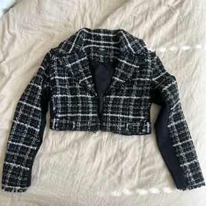 Alice and Olivia Black and White Tweed Women's Jacket